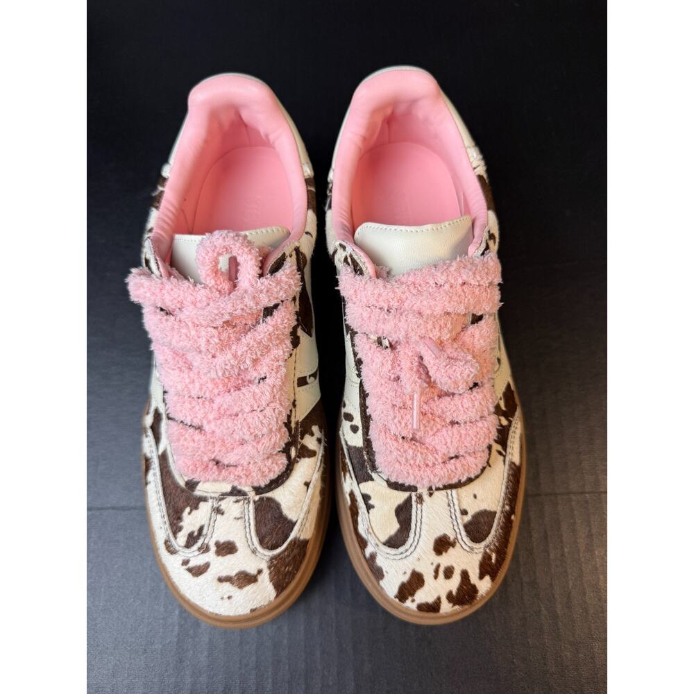 Steve Madden Dodge Sneaker Size 7M Cow Hair Brown Pink Print Western - Picture 4 of 9